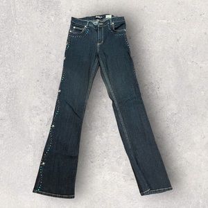 Allen B. by Allen Schwartz Dark Wash Bootcut Jeans with Multicolor Studs